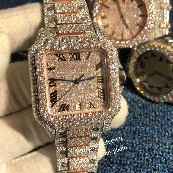 2023 new vvs moissanite square watch iced out eta luxury watches rose gold&silver 2 tone case pass test roman dial automatic iced out watch, Slivery;brown
2023 new vvs moissanite square watch iced out eta luxury watches rose gold&silver 2 tone case pass test roman dial automatic iced out watch, Slivery;brown