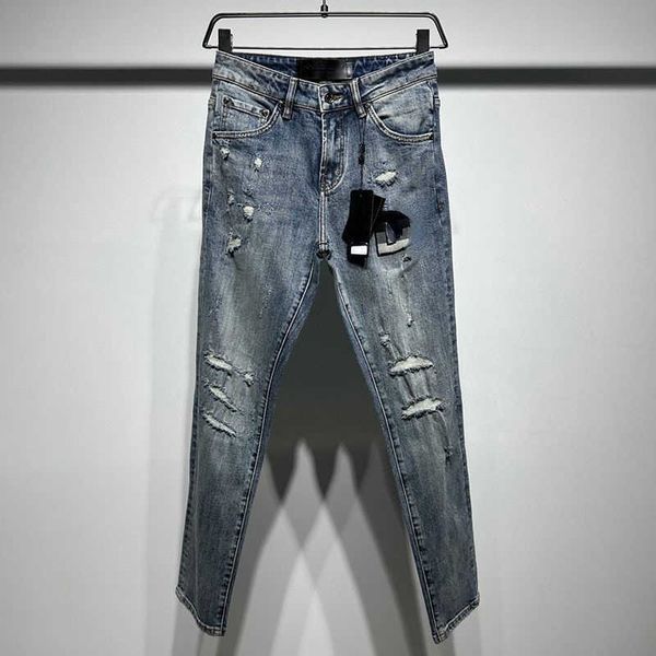 23 new jeans dg washed ripped holes flocking letters denim trousers men women micro-elastic slacks designer pants trendy thin jeans, Blue
23 new jeans dg washed ripped holes flocking letters denim trousers men women micro-elastic slacks designer pants trendy thin jeans, Blue
