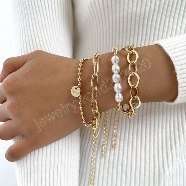 bohemian pearl chain bracelet set for women trendy gold color link chain bangle girls trendy jewelry accessories, Golden;silver
bohemian pearl chain bracelet set for women trendy gold color link chain bangle girls trendy jewelry accessories, Golden;silver
