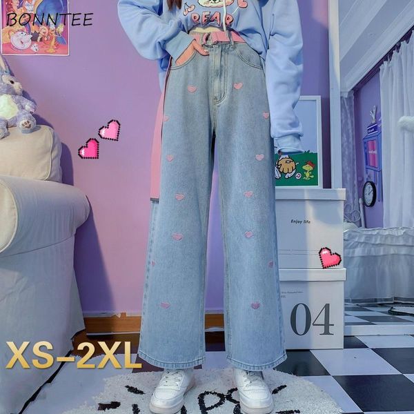 jeans jeans women embroidery harajuku elastic high waist korean style kawaii leisure washed pockets vintage wide leg female trousers, Blue 
jeans jeans women embroidery harajuku elastic high waist korean style kawaii leisure washed pockets vintage wide leg female trousers, Blue