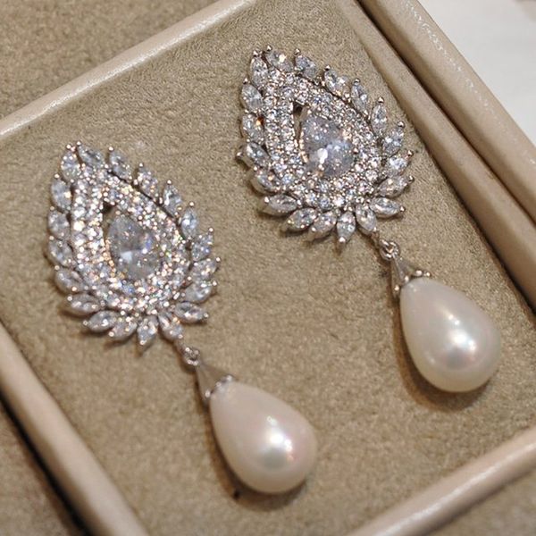 flower pearl dangle earring 925 sterling silver charm jewelry party wedding drop earrings for women bridal birthday gift, Golden
flower pearl dangle earring 925 sterling silver charm jewelry party wedding drop earrings for women bridal birthday gift, Golden