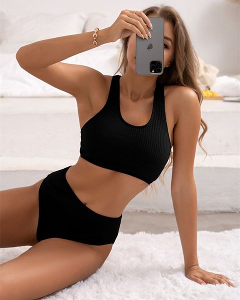 women's swimwear solid bikini sets high waist women swimwear back cross swimsuit bathing suit brazilian beachwear two pieces summer 230, White;black
women's swimwear solid bikini sets high waist women swimwear back cross swimsuit bathing suit brazilian beachwear two pieces summer 230, White;black