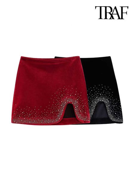 skirts traf women fashion with rhinestone velvet mini skirt vintage high waist side zipper female skirts mujer j230417, Black
skirts traf women fashion with rhinestone velvet mini skirt vintage high waist side zipper female skirts mujer j230417, Black