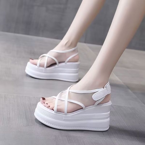 wedge heel platform sandals female summer transparent outdoor heightening leisure shopping play beach slippers, Black
wedge heel platform sandals female summer transparent outdoor heightening leisure shopping play beach slippers, Black