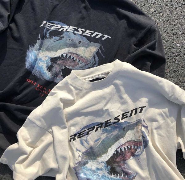2023 fashion men's and women's t shirts uk high street brand representative american trendy shark head print washed damaged style, White
2023 fashion men's and women's t shirts uk high street brand representative american trendy shark head print washed damaged style, White