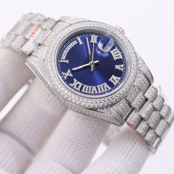 fashion blue dial diamond watch classic mens watches mechanical movement self-winding clock casual business wristwatch orologio di lusso, Slivery;brown
fashion blue dial diamond watch classic mens watches mechanical movement self-winding clock casual business wristwatch orologio di lusso, Slivery;brown