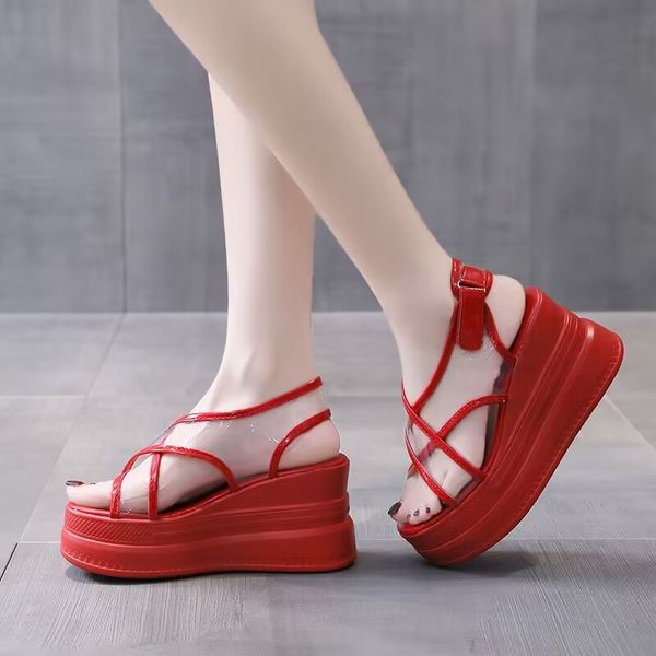 9 cm wedge heel platform sandals women's summer transparent outdoor heightening leisure shopping play slippers variety of colors, Black
9 cm wedge heel platform sandals women's summer transparent outdoor heightening leisure shopping play slippers variety of colors, Black
