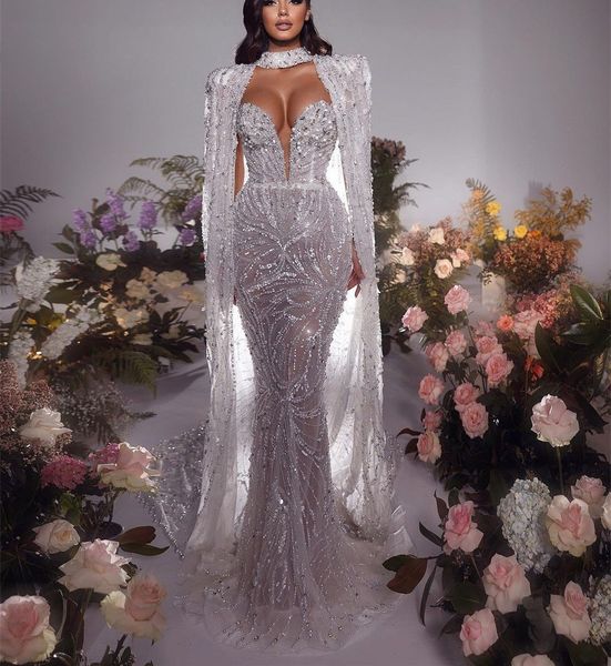 luxury mermaid prom dresses sleeveless v neck capes halter appliques sequins beaded floor length lace diamonds evening dress bridal gowns pl, Black
luxury mermaid prom dresses sleeveless v neck capes halter appliques sequins beaded floor length lace diamonds evening dress bridal gowns pl, Black