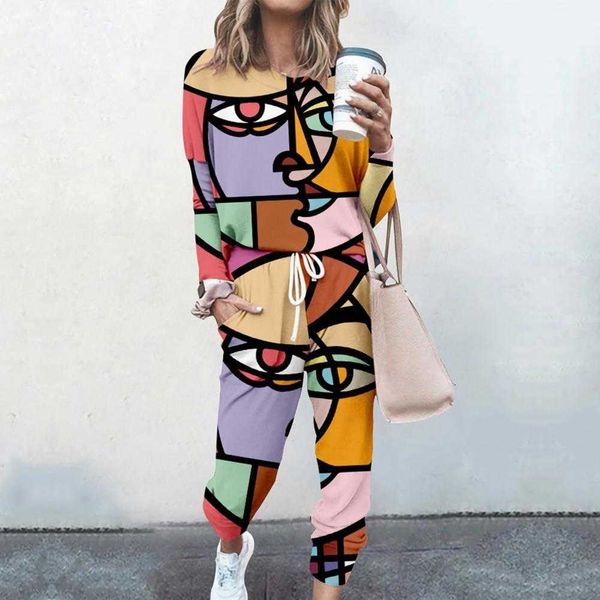 women's sleep lounge pullovers women tracksuit thin stretchy o neck abstract print drawstring sweat suit for home p230408
women's sleep lounge pullovers women tracksuit thin stretchy o neck abstract print drawstring sweat suit for home p230408