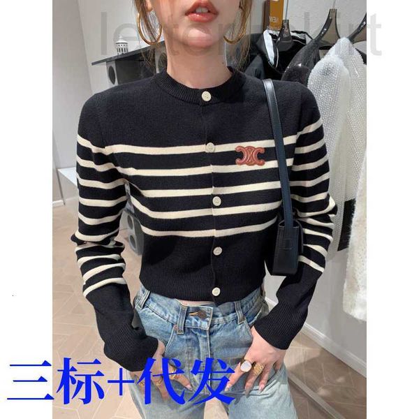 women's sweaters designer 2023 round neck wool cardigan with black and white stripes, leather label on chest, casual slimming bottom, w, White;black
women's sweaters designer 2023 round neck wool cardigan with black and white stripes, leather label on chest, casual slimming bottom, w, White;black