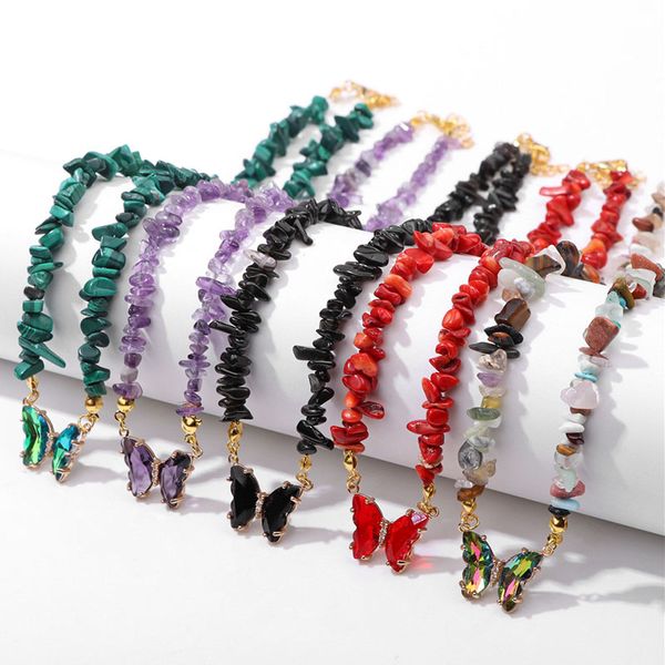 5-8mm irregular amethyst malachite natural crystal chip stone necklace beaded butterfly charm choker necklace for women jewelry, Silver
5-8mm irregular amethyst malachite natural crystal chip stone necklace beaded butterfly charm choker necklace for women jewelry, Silver