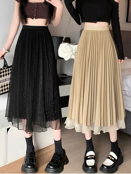 skirts elegant two sides wear pleated skirt women spring a-line high waist gauze skirts female aesthetic tulle black faldas mujer 230417
skirts elegant two sides wear pleated skirt women spring a-line high waist gauze skirts female aesthetic tulle black faldas mujer 230417