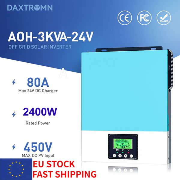 daxtromn 3kva 2400w off grid solar inverter 24v 220v 450vdc pure sine inverter 80a mppt solar charge controller support wifi
daxtromn 3kva 2400w off grid solar inverter 24v 220v 450vdc pure sine inverter 80a mppt solar charge controller support wifi