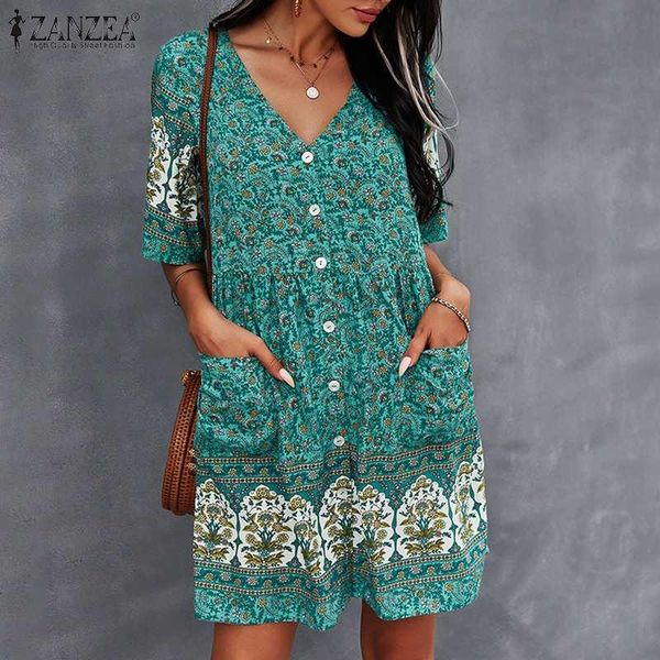 dresses women bohemian printed sundress zanzea v neck mini dress 2022 summer short sleeve floral kaftan ladies holiday button vestidos, Black;gray
dresses women bohemian printed sundress zanzea v neck mini dress 2022 summer short sleeve floral kaftan ladies holiday button vestidos, Black;gray