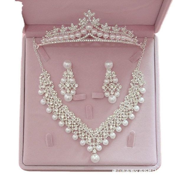 bride pearl rhinestone crown necklace earwear set fashion alloy zircon crown studios and makeup accessories factory direct sales, Silver
bride pearl rhinestone crown necklace earwear set fashion alloy zircon crown studios and makeup accessories factory direct sales, Silver