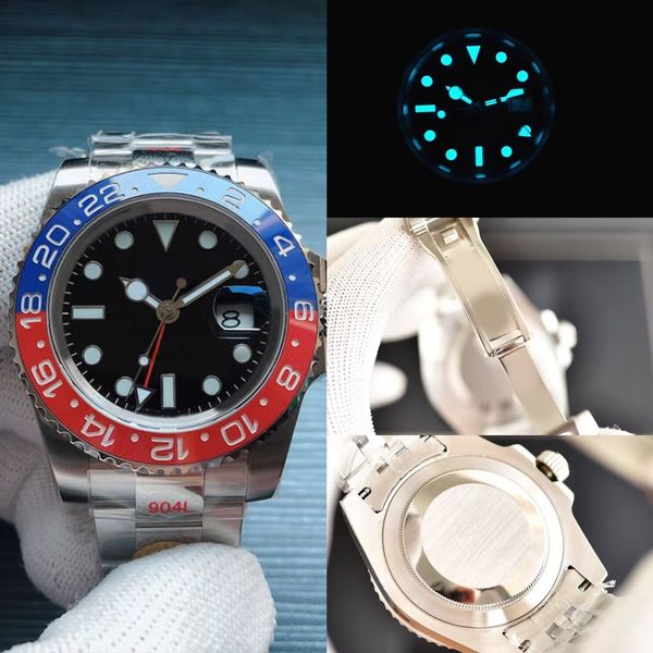 Designer men's watch GMT black dial 40mm high-quality sapphire waterproof luminous 904L folding buckle 2813 automatic mechanical movement luxury factory watch
Designer men's watch GMT black dial 40mm high-quality sapphire waterproof luminous 904L folding buckle 2813 automatic mechanical movement luxury factory watch
