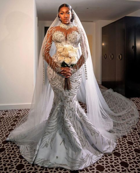 luxury mermaid wedding dresses long sleeves v neck halter appliques sequins ruffles 3d lace diamonds floor length plus size bridal gowns cus, White
luxury mermaid wedding dresses long sleeves v neck halter appliques sequins ruffles 3d lace diamonds floor length plus size bridal gowns cus, White