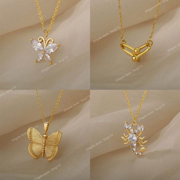 stainless steel butterfly necklaces for women zircon scorpion butterfly animal pin pendant chain choker necklace jewelry gift fashion jewelr, Silver
stainless steel butterfly necklaces for women zircon scorpion butterfly animal pin pendant chain choker necklace jewelry gift fashion jewelr, Silver