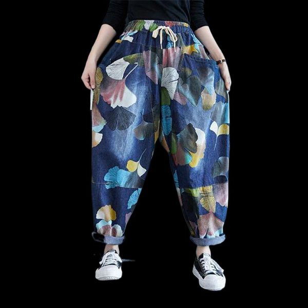 jeans vintage print flower trousers spring autumn arts woman elastic waist loose floral jeans cotton denim harem pants plus size femme, Blue
jeans vintage print flower trousers spring autumn arts woman elastic waist loose floral jeans cotton denim harem pants plus size femme, Blue
