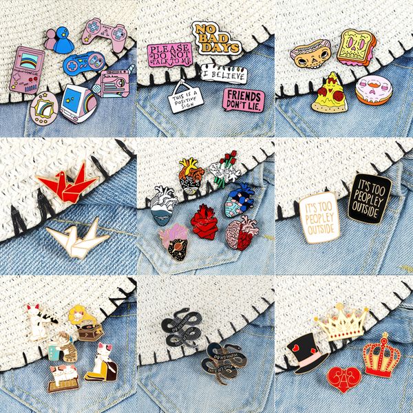 2~7pcs/set enamel pins retro game organ heart cute kitten brooch quote food lapel brooch introvert badge cartoon jewelry gifts fashion jewel, Gray
2~7pcs/set enamel pins retro game organ heart cute kitten brooch quote food lapel brooch introvert badge cartoon jewelry gifts fashion jewel, Gray
