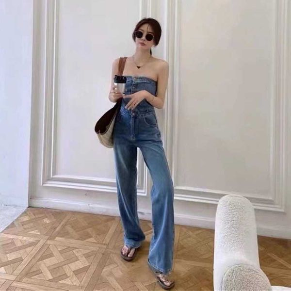 jeans women's summer high waist design feeling wrap chest work clothes mop the floor small crowd fragrance new wide leg jumpsuit pants, Black;white
jeans women's summer high waist design feeling wrap chest work clothes mop the floor small crowd fragrance new wide leg jumpsuit pants, Black;white