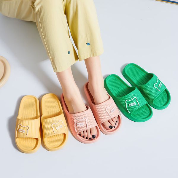 cartoon bear shoes eva slippers bathroom house shoes, Black