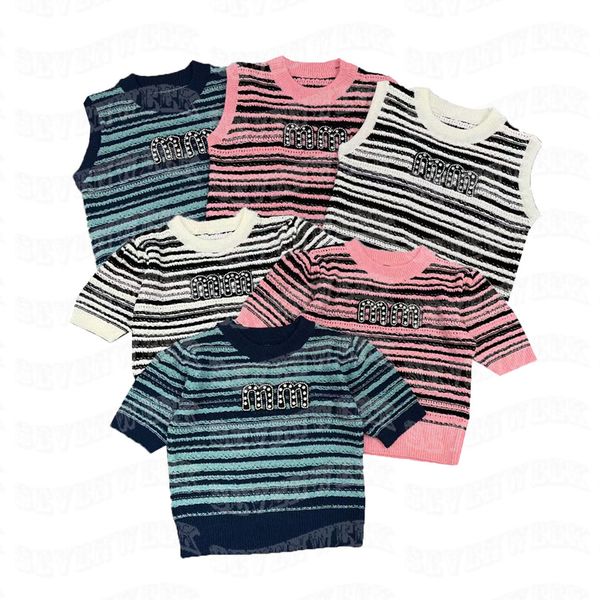striped knits vest t shirts for women letter diamond knitted short sleeve sweater fashion design tank top, White
striped knits vest t shirts for women letter diamond knitted short sleeve sweater fashion design tank top, White
