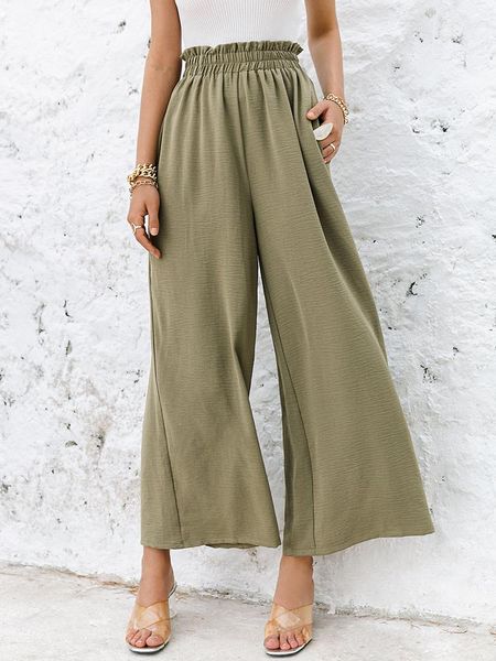 capris simplee solid color high waist wide leg pants women loose casual summer pants trousers classic ruffled soft long female bottoms, Black;white
capris simplee solid color high waist wide leg pants women loose casual summer pants trousers classic ruffled soft long female bottoms, Black;white