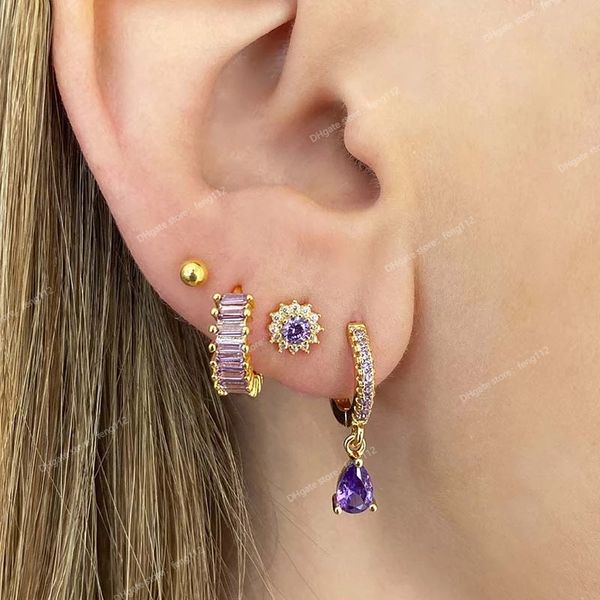 925 sterling silver hoop earrings for women simple ins purple color water drop/cross/rectangle earrings fashion jewelry earringshoop earring, Golden;silver
925 sterling silver hoop earrings for women simple ins purple color water drop/cross/rectangle earrings fashion jewelry earringshoop earring, Golden;silver