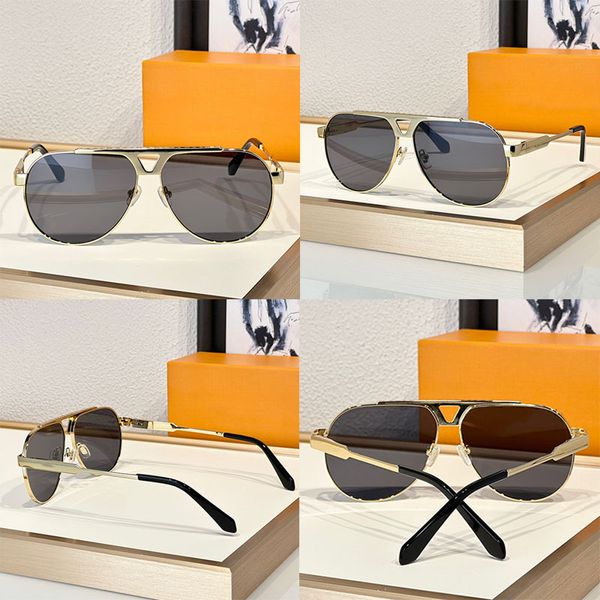 

1.1 Evidence metal pilot sunglasses with monogram engraved on top mirror legs with logo signature center V-shaped hollowed out luxurious men and women driving Z1897E
