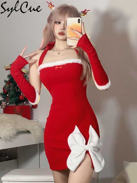 party dresses christmas white bow decoration design sense red vitality women's mature slim fit halter knit dress 230322, White;black
party dresses christmas white bow decoration design sense red vitality women's mature slim fit halter knit dress 230322, White;black