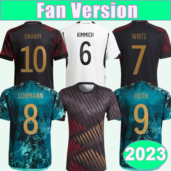 22 23 germanys fans mens soccer jerseys national team kimmich havertz gnabry reus muller sane musiala kehrer home away football shirt short, Black;yellow
22 23 germanys fans mens soccer jerseys national team kimmich havertz gnabry reus muller sane musiala kehrer home away football shirt short, Black;yellow