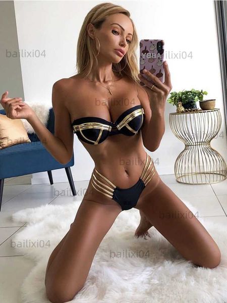 women's swimwear black bandage swimsuit 2023 brazilian bikini push up swimwear women micro bikinis plus size beachwear shiny gold beach, White;black
women's swimwear black bandage swimsuit 2023 brazilian bikini push up swimwear women micro bikinis plus size beachwear shiny gold beach, White;black