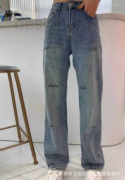 women's jeans designer 2023 spring/summer new style chic flocking diamond design versatile waist denim straight leg pants for women b42, Blue
women's jeans designer 2023 spring/summer new style chic flocking diamond design versatile waist denim straight leg pants for women b42, Blue