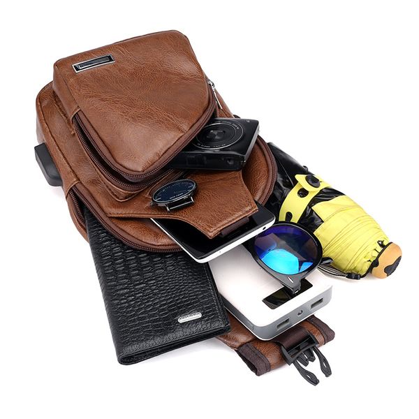 usb portable charging chest bag crossbody bag