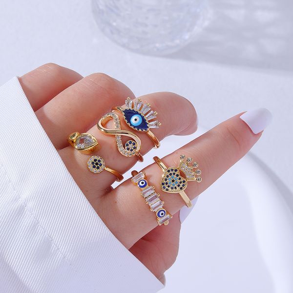 designer demon eye ring jewelry stacked wear copper microinlaid zircon ring turkish eye adjustable valentine's day anniversary gift for, Golden;silver
designer demon eye ring jewelry stacked wear copper microinlaid zircon ring turkish eye adjustable valentine's day anniversary gift for, Golden;silver