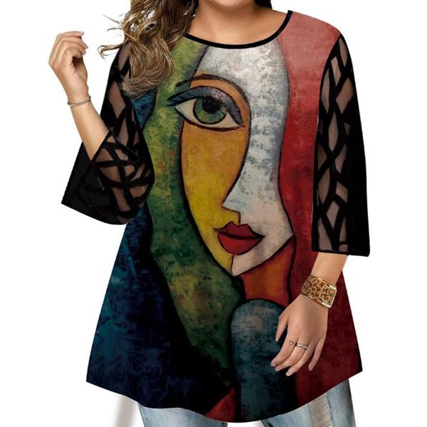 t-shirt plus size fall clothes for women loose three quarter sleeve asymmetrical tunic blouses 6xl lace mesh sleeve tunique femme, Black
t-shirt plus size fall clothes for women loose three quarter sleeve asymmetrical tunic blouses 6xl lace mesh sleeve tunique femme, Black
