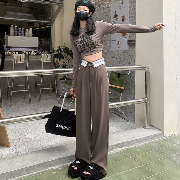 black wide leg pants for women's summer drape design with loose cuffs and a slim straight tube suit . high waisted casual floor mop, Black;white
black wide leg pants for women's summer drape design with loose cuffs and a slim straight tube suit . high waisted casual floor mop, Black;white