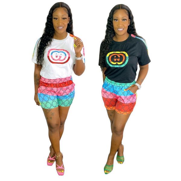 2023 brand designer women tracksuits summer casual two piece sets short sleeve t-shirt shorts fashion sports suit crew neck outfits pullover, Gray
2023 brand designer women tracksuits summer casual two piece sets short sleeve t-shirt shorts fashion sports suit crew neck outfits pullover, Gray