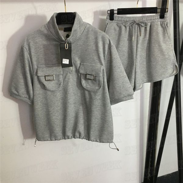 womens shorts sweatshirts tracksuits metal letter design short sleeve pullover drawstring elastic waist short pant sports suits, Gray
womens shorts sweatshirts tracksuits metal letter design short sleeve pullover drawstring elastic waist short pant sports suits, Gray