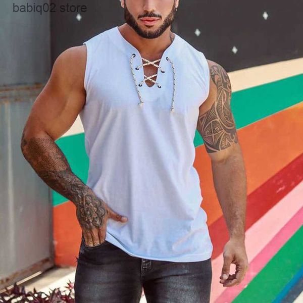 men' tank tank men drawstring v neck sleeveless shirts summer mens clothing streetwear casual shirt gym fitness slim fit vest t23041, White;black
men' tank tank men drawstring v neck sleeveless shirts summer mens clothing streetwear casual shirt gym fitness slim fit vest t23041, White;black