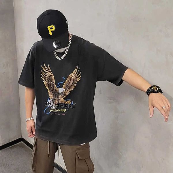 2023 fashion men's and women's t shirts uk high street brand representative eagle print vintage washed old antique loose couple sh, White
2023 fashion men's and women's t shirts uk high street brand representative eagle print vintage washed old antique loose couple sh, White