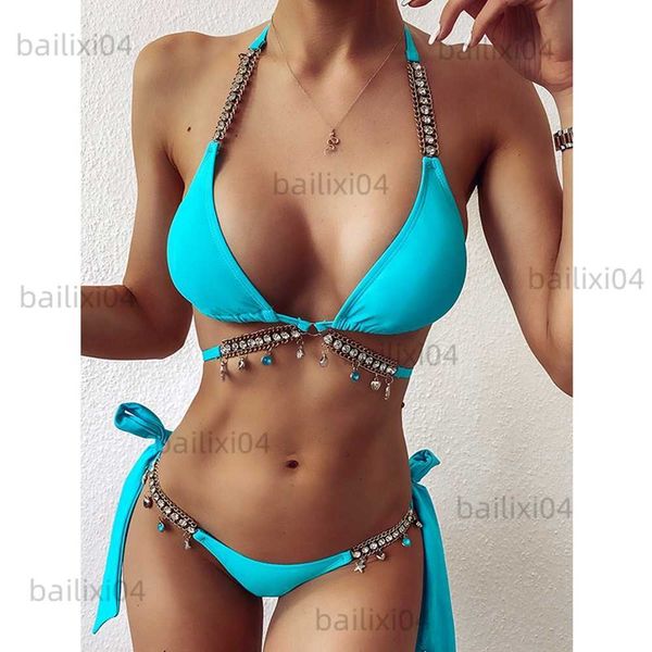 women's swimwear 2023 crystal diamond bikini swimwear women swimsuit chain bandage bikini set female push up bathing suits summer beach, White;black
women's swimwear 2023 crystal diamond bikini swimwear women swimsuit chain bandage bikini set female push up bathing suits summer beach, White;black