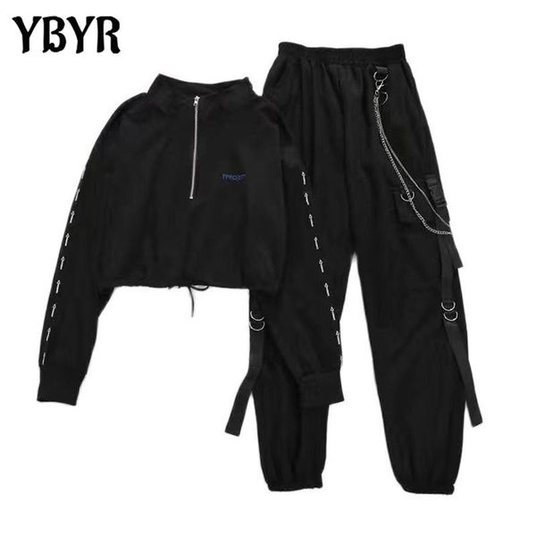 capris women's cargo pants two piece sets harajuku t shirt buckle ribbon pocket jogger elastic waist pant chain streetwear females, Black;white
capris women's cargo pants two piece sets harajuku t shirt buckle ribbon pocket jogger elastic waist pant chain streetwear females, Black;white