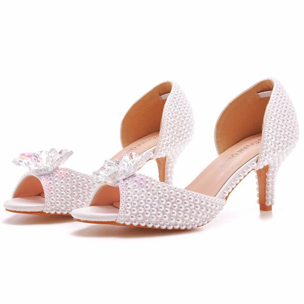 peep toe summer wedding party dress shoes 6cm kitten heel white imitation pearl sandals crystal prom pumps, Black
peep toe summer wedding party dress shoes 6cm kitten heel white imitation pearl sandals crystal prom pumps, Black