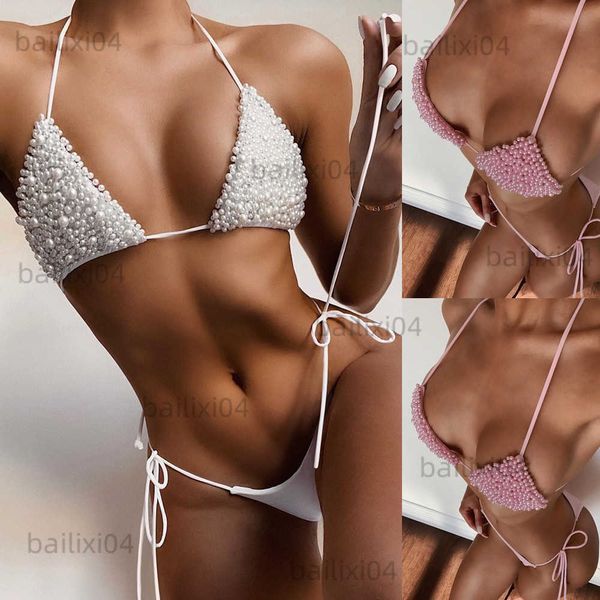 women's swimwear summer trend bikinis 2023 pearl triangle luxury woman swimsuit two-piece bath suits women's beach outlet thong bi, White;black
women's swimwear summer trend bikinis 2023 pearl triangle luxury woman swimsuit two-piece bath suits women's beach outlet thong bi, White;black