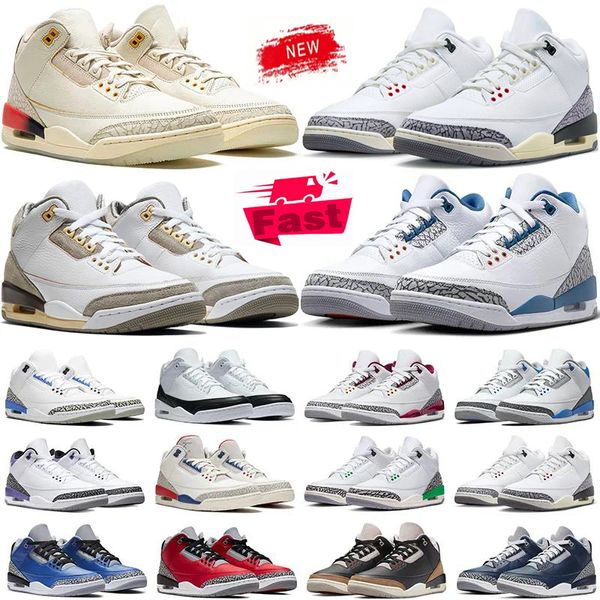 

Designer jumpman 3 basketball shoes Men Women Genuine Leather UNC White Cement Jumpman 3s Basket Sneakers Wizards Fire Red Outdoor Sports Trainers, Color 25