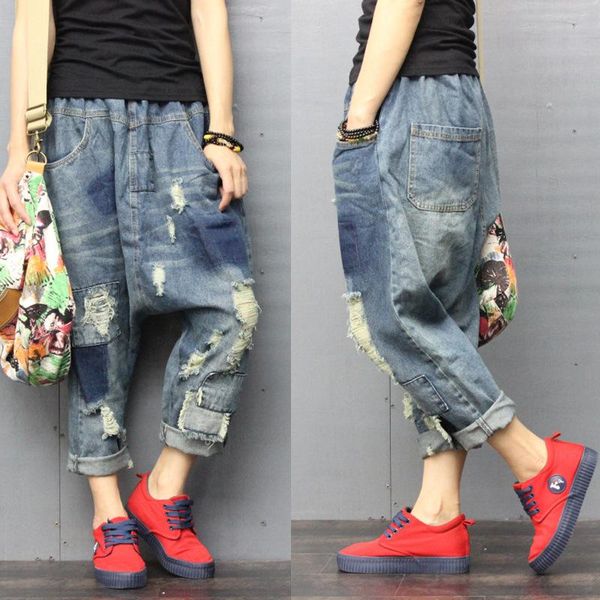 jeans women spring scratched vintage ripped harem pants jeans denim trousers ladies loose elasitc waist distressed denim pants bc34, Blue
jeans women spring scratched vintage ripped harem pants jeans denim trousers ladies loose elasitc waist distressed denim pants bc34, Blue