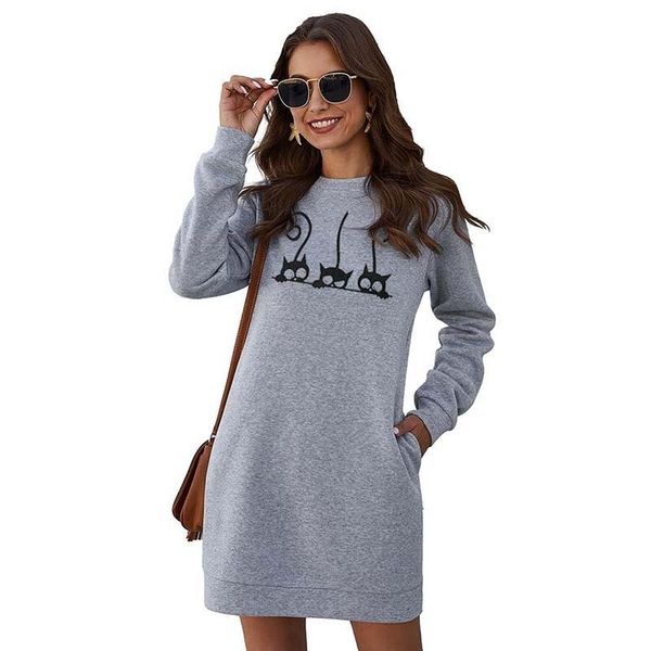 dresses new cat embroidery sweatshirt dresses women autumn winter o neck long sleeve loose pocket plus size ladies mini dress vestidos, Black;gray
dresses new cat embroidery sweatshirt dresses women autumn winter o neck long sleeve loose pocket plus size ladies mini dress vestidos, Black;gray
