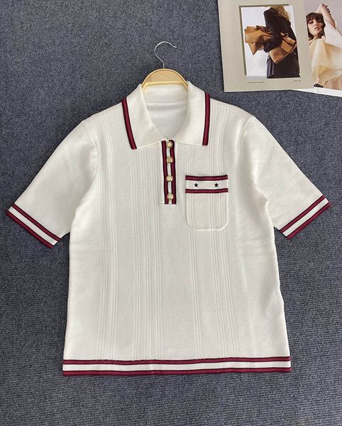 402 xl 2023 milan runway women's sweaters spring summer brand same style sweater short sleeve lapel neck white quality womens zhen, White;black
402 xl 2023 milan runway women's sweaters spring summer brand same style sweater short sleeve lapel neck white quality womens zhen, White;black